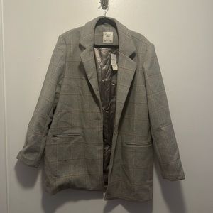 Abercrombie & Fitch, gray and orange checkered blazer